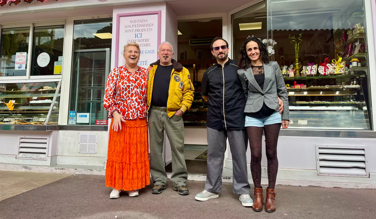 article de nice matin photo devanture boulangerie couple